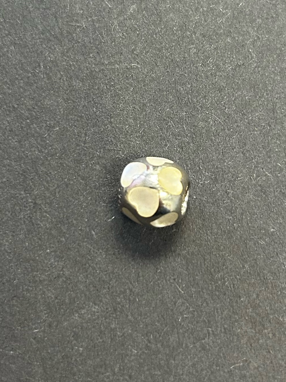 Pandora Silver Bead with White Heart Accents